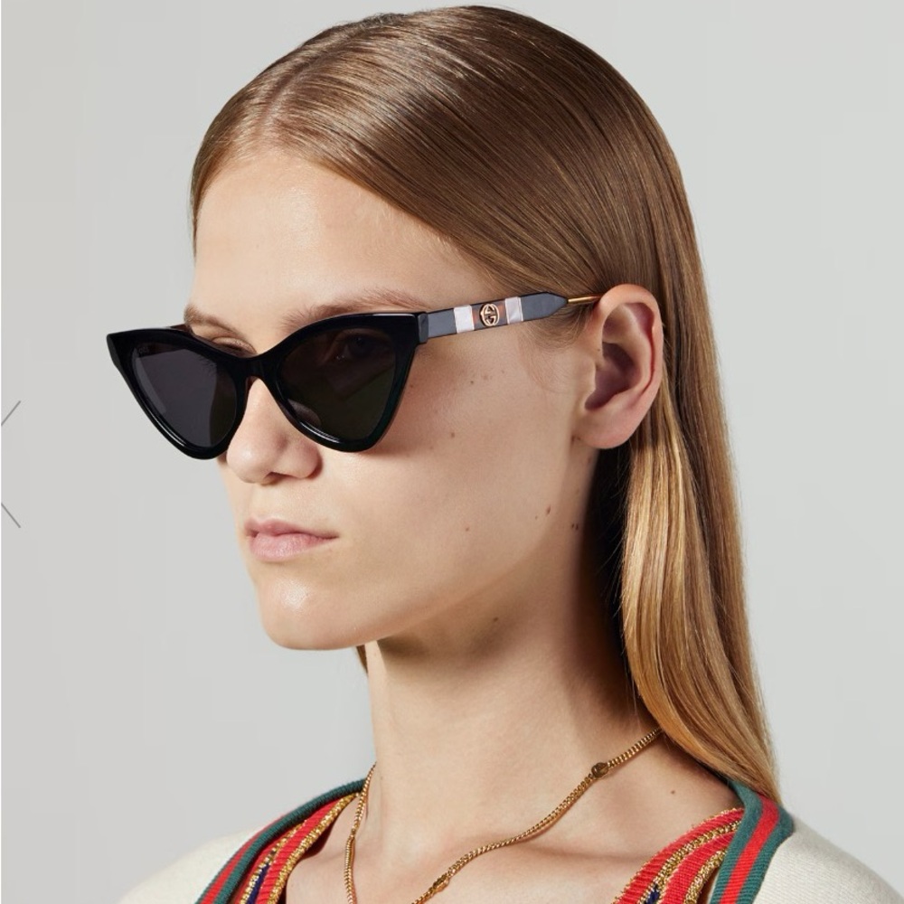 Authentic Gucci Black Cat-Eye Sunglasses